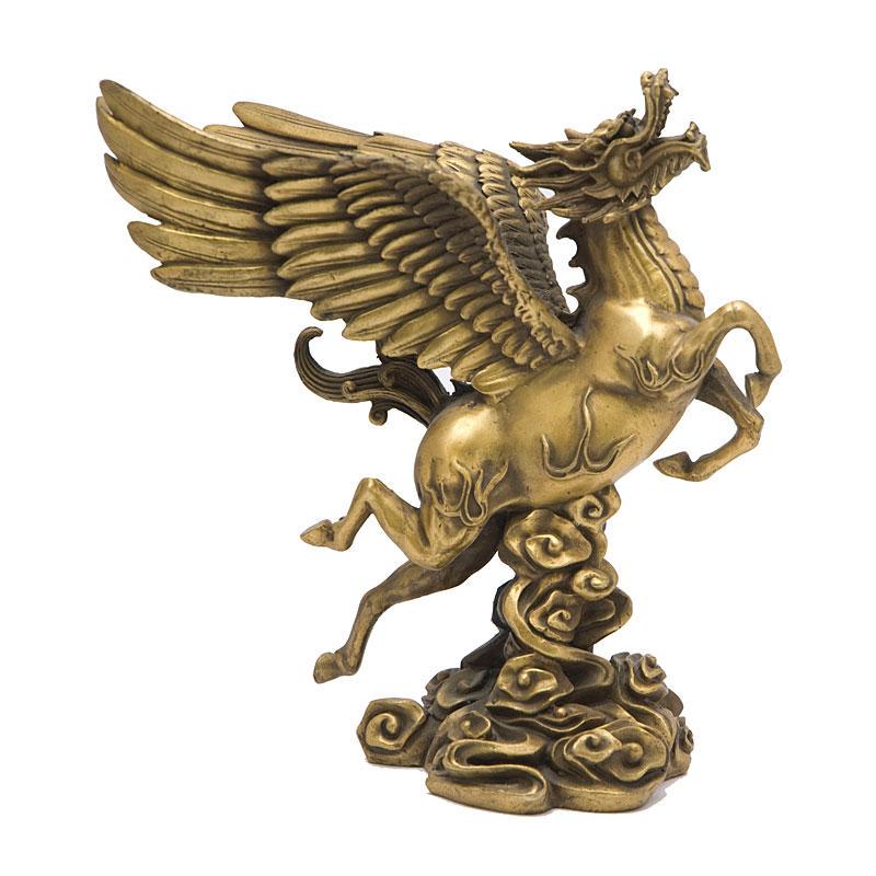 Лунгма статуэтка лошадь Драконий конь 17х16х10 см Бронзовый (A8292)