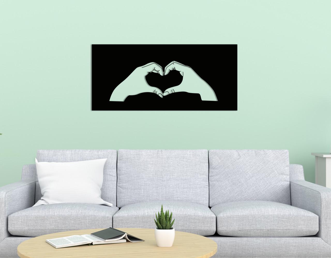 Декоративное панно на стену Upwood Decor Нeart 25х55 см Black (1576151746)