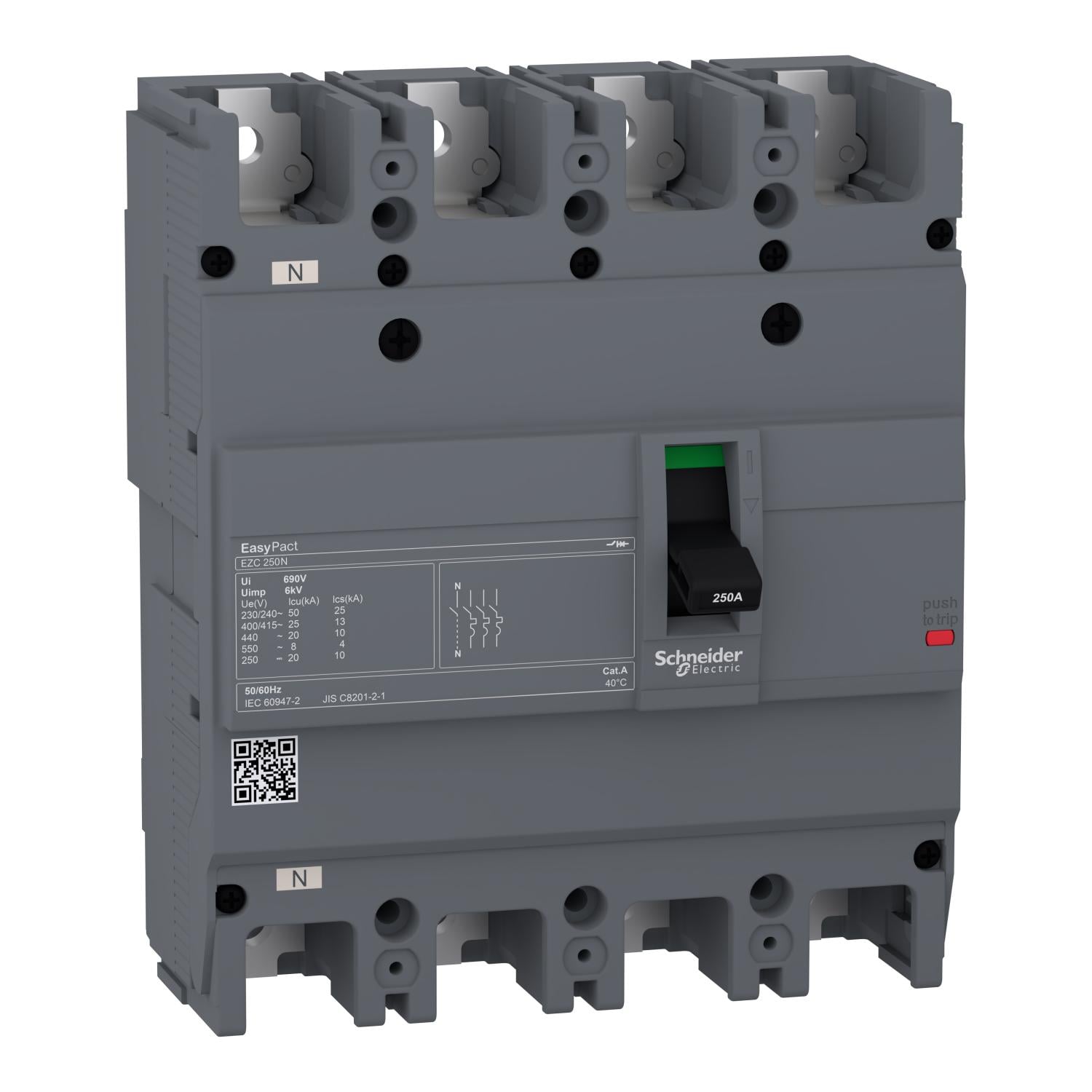 Автоматический выключатель Schneider Electric EASYPACT EZC250N 4P 150А 25кА с расцепителем TM-D (EZC250N4150) Автоматический выключатель Schneider Electric EASYPACT EZC250N 4P 150А 25кА с расцепителем TM-D (EZC250N4150)