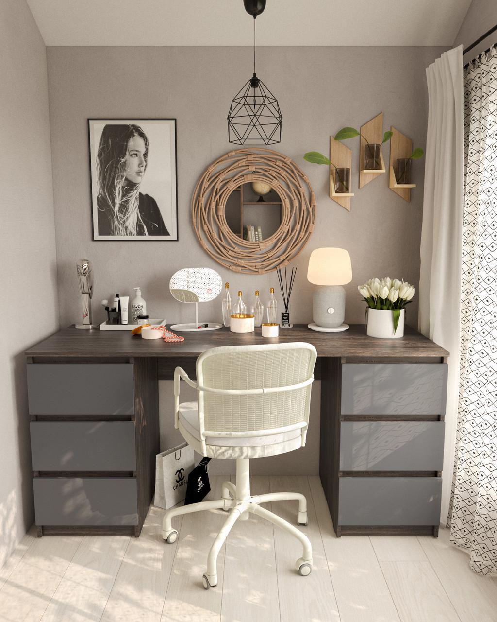 Письмовий стіл Sanro з тумбами 1580х758х600 Венге аруша/Антрацитовий (T228) - фото 1