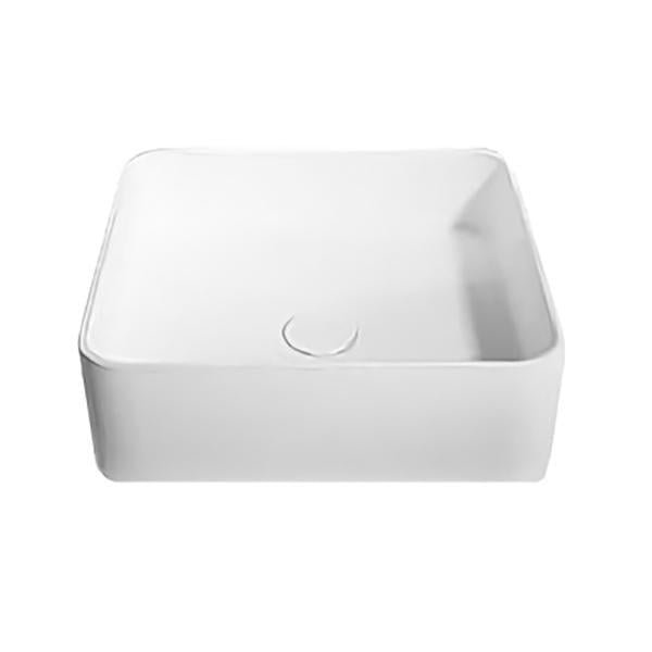Умивальник накладний VOLLE Solid surface кам'яний 40х40х12,5 см Білий (59589)