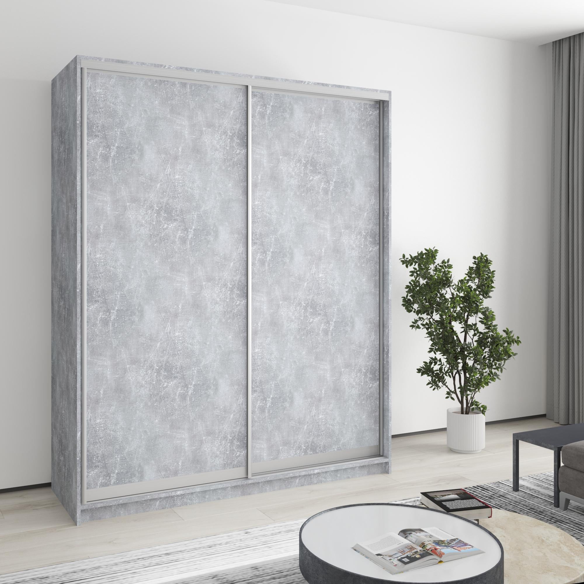 Шкаф-купе двухдверный MebelStar Стандарт AL 2 ДСП 170x60x210 см Бетон (MBS-2340) Шкаф-купе двухдверный MebelStar Стандарт AL 2 ДСП 170x60x210 см Бетон (MBS-2340)