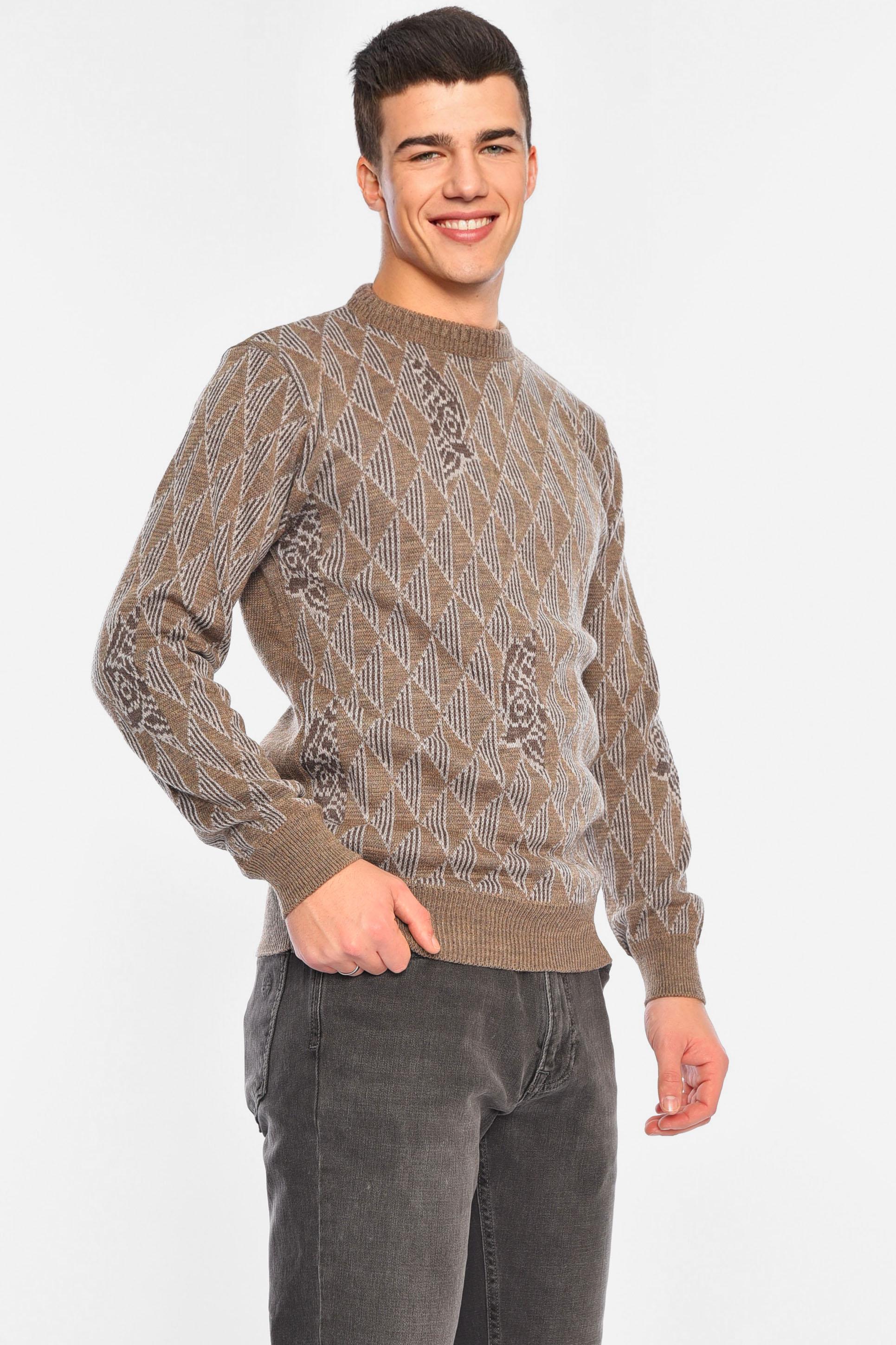 Свитер мужской однотонный XL Бежевый (195386) - фото 2