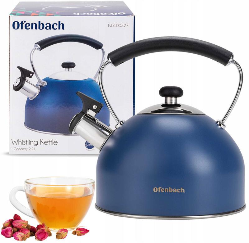Чайник Ofenbach нержавіюча сталь зі свистком 2,2 л Синій матовий (NB-100327) - фото 5 Чайник Ofenbach нержавіюча сталь зі свистком 2,2 л Синій матовий (NB-100327) - фото 5