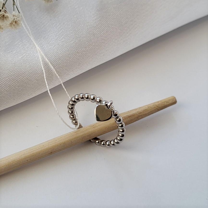 Кольцо серебряное женское Сердце без камней с подвеской р. 19 925 пробы (1064)