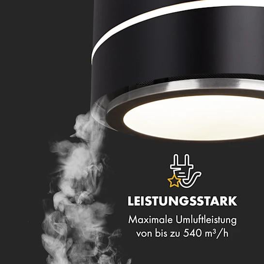 Вытяжка кухонная островная Klarstein Tron Ambience рециркуляция LED d 38 см 540 м3 ч Черный - фото 2