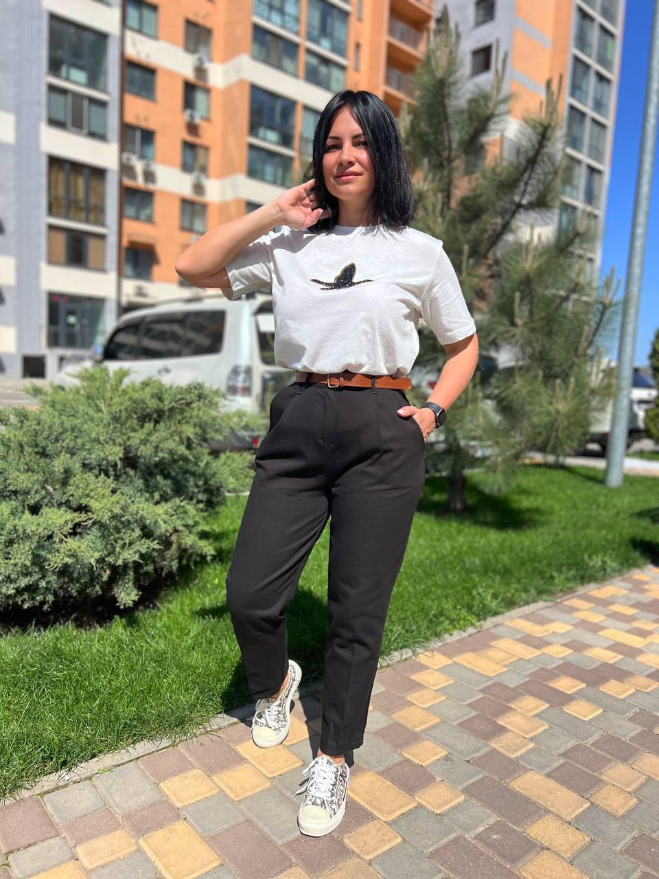 Джинси жіночі MIX RAY 3657 МОМ резинка на талії ремінь коттон M Чорний (1944) - фото 2