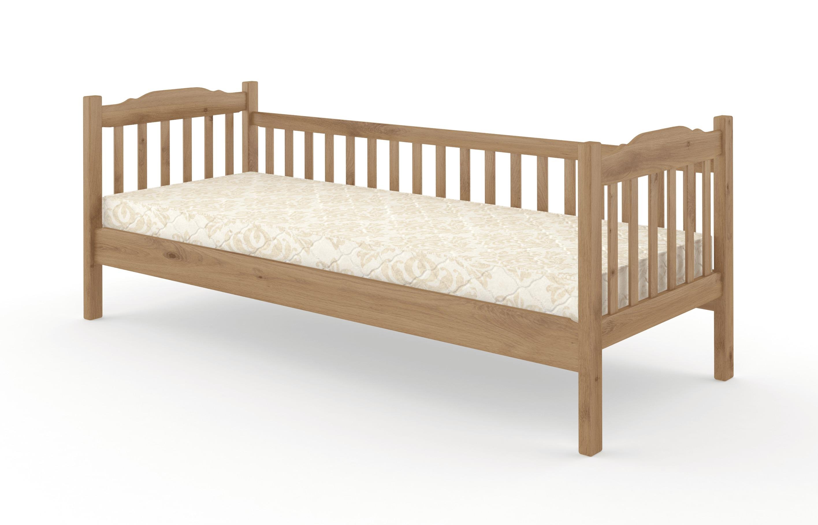 Кровать односпальная MebiGrand Карина 2 из натурального дерева с ламелями/без матраса 90х200 см Орех светлый (51843)