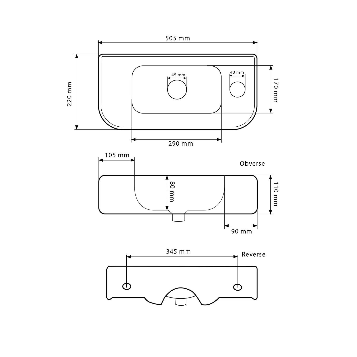 Раковина підвісна VBI Aprilia L прямокутна 220x505 мм Білий (RM-VBI-015608) - фото 5 Раковина підвісна VBI Aprilia L прямокутна 220x505 мм Білий (RM-VBI-015608) - фото 5