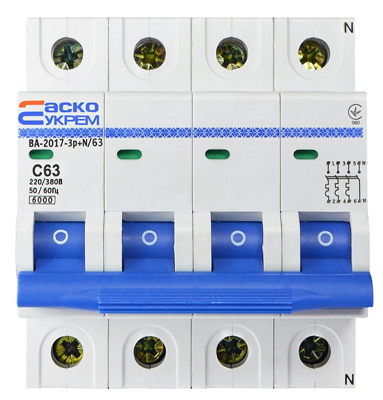 Автоматический выключатель Аско-Укрем ВА-2017/С 3р+N 63А (07693)