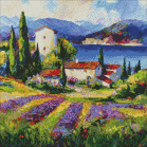 Алмазная мозаика Идейка Городок у моря 40x40 см (Id-AMO7554)