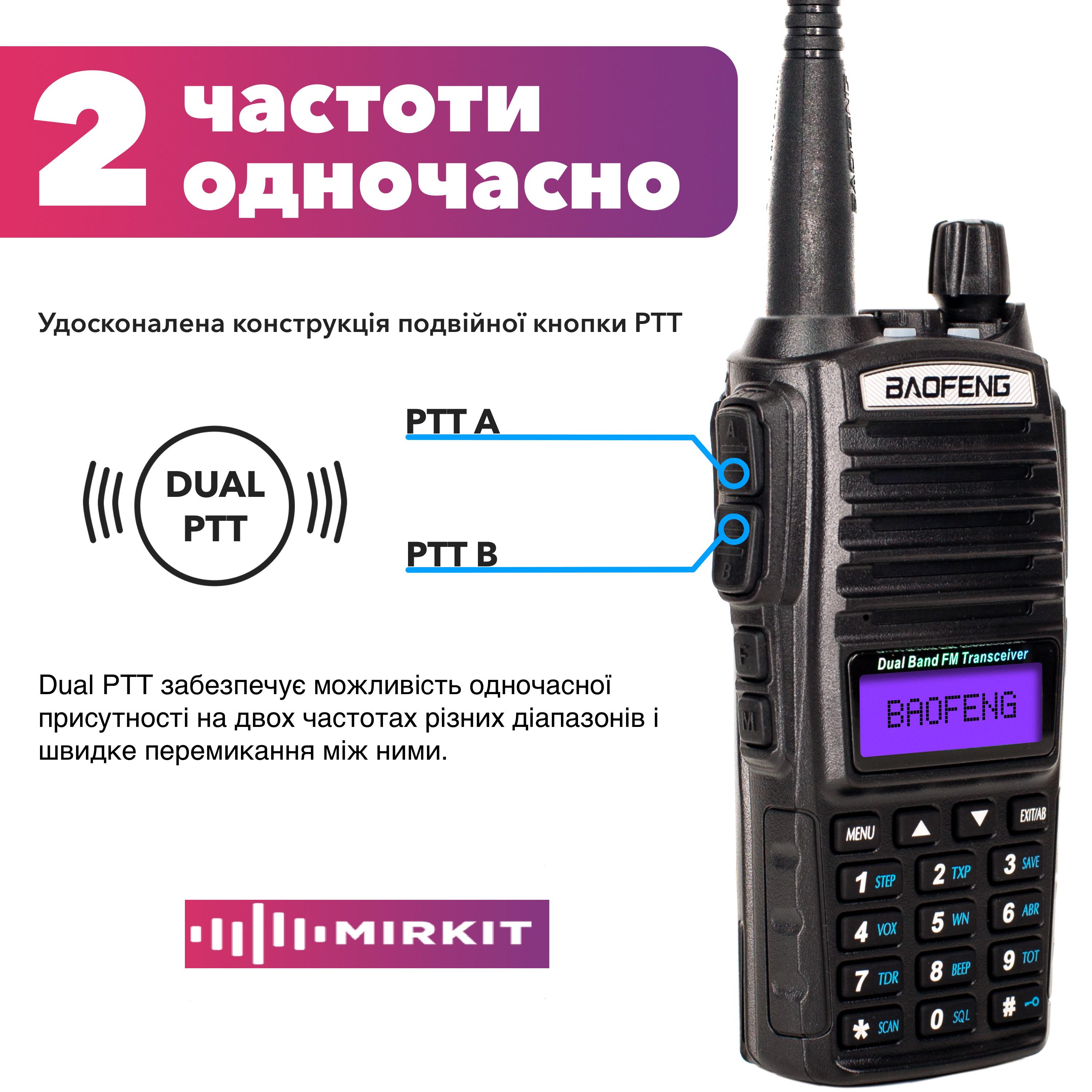 Рація Baofeng UV-82 MK5 UHF/VHF 8 Вт 1800 мАг з ремінцем на шию (008144) - фото 2