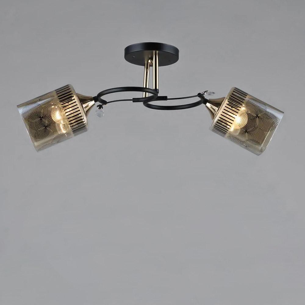 Люстра потолочная Light House SR-19336/2 BK/FGD с узором E27 560х190х220 мм Черный/Золотой/Медовый