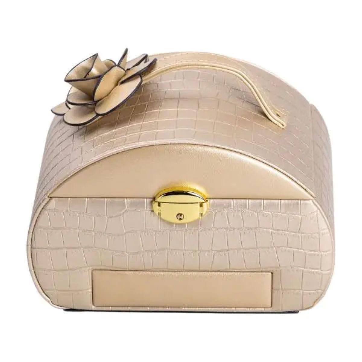 Шкатулка для украшений из экокожи 3 яруса с замком HP-5-21GOLD (A-033861)