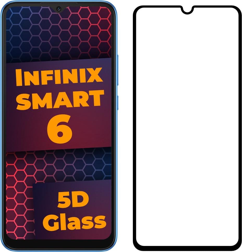 Стекло 5D Infinix Smart 6 защитное Full Glue Black (30303)