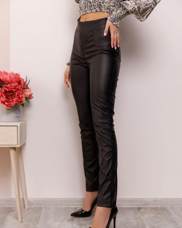 Леггинсы кожаные ISSA Plus с карманами L Черный (12470A) - фото 2