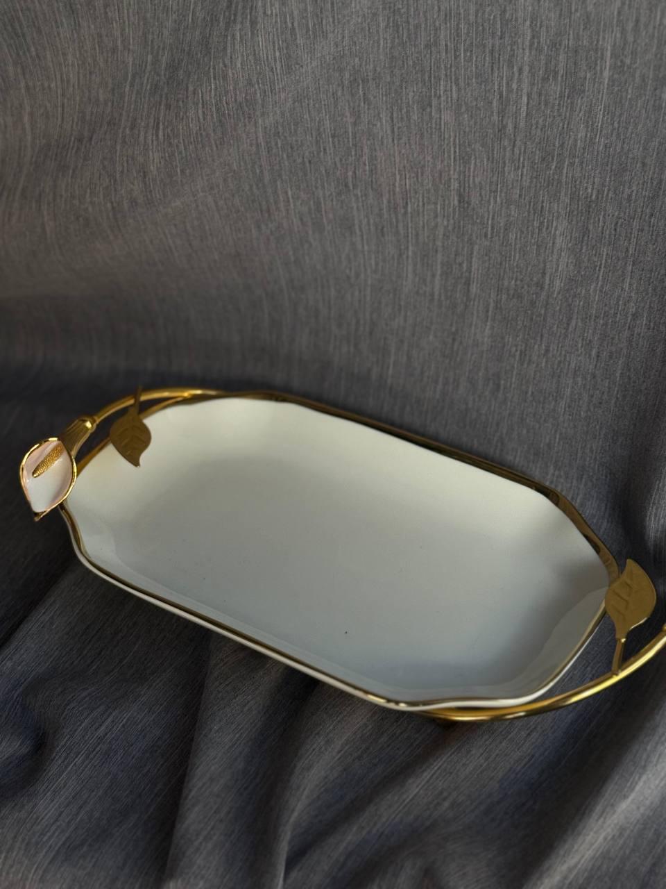 Блюдо сервировочная YIWU Calla lilies керамика 26×15×3,5 см (HP-7-5)