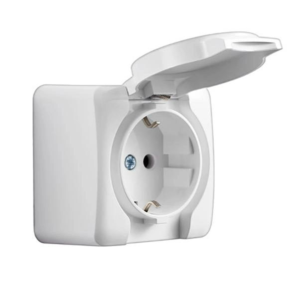 Розетка Lezard Viola 1-я с заземлением и крышкой Белый (751-0200-123B)