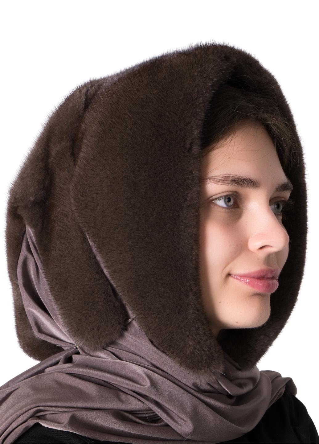 Платок женский из меха норки Меховой стиль Паук One size Ореховый (001/J/3)