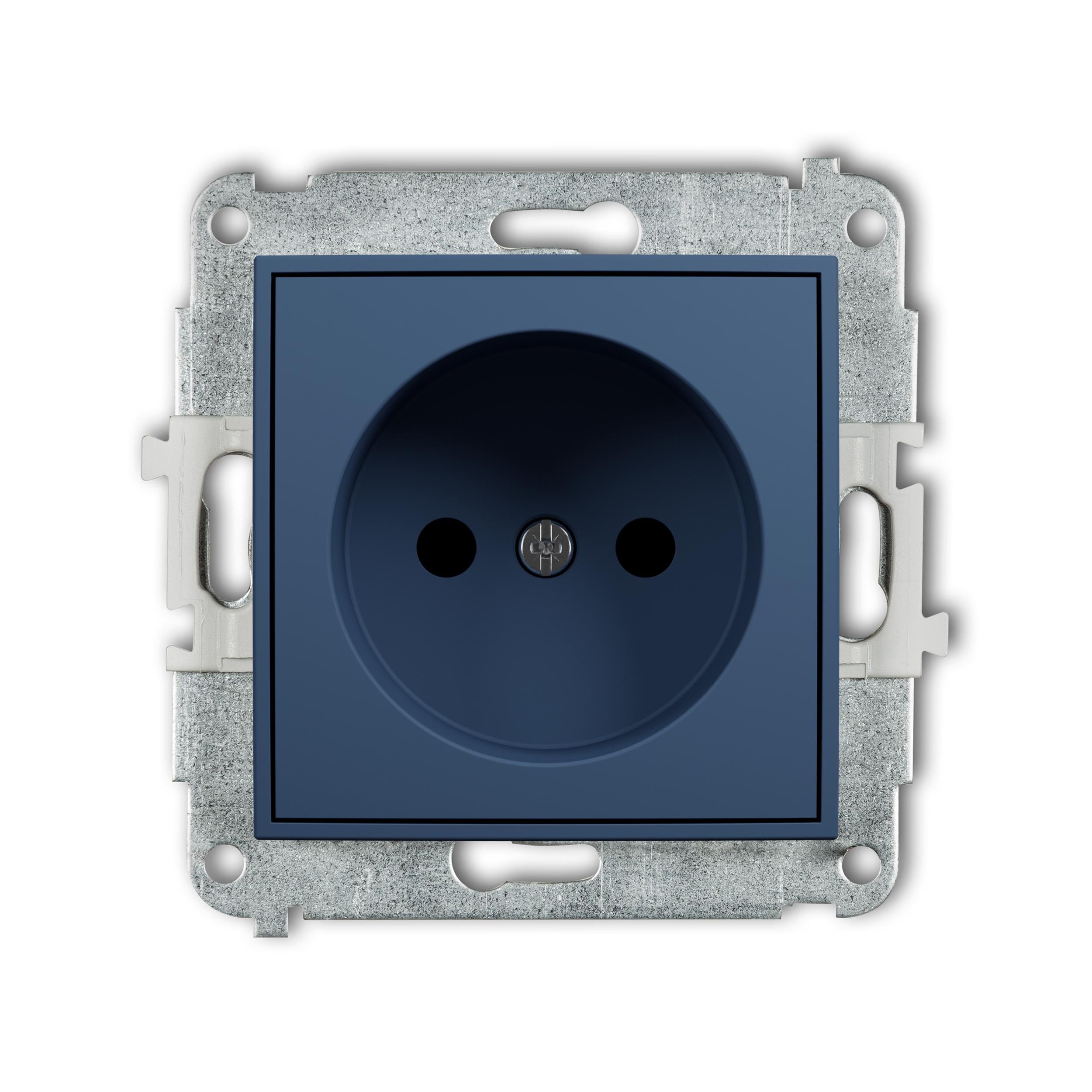 Розетка Karlik Mini без заземления со шторками Navy Blue (64MGP-1p)
