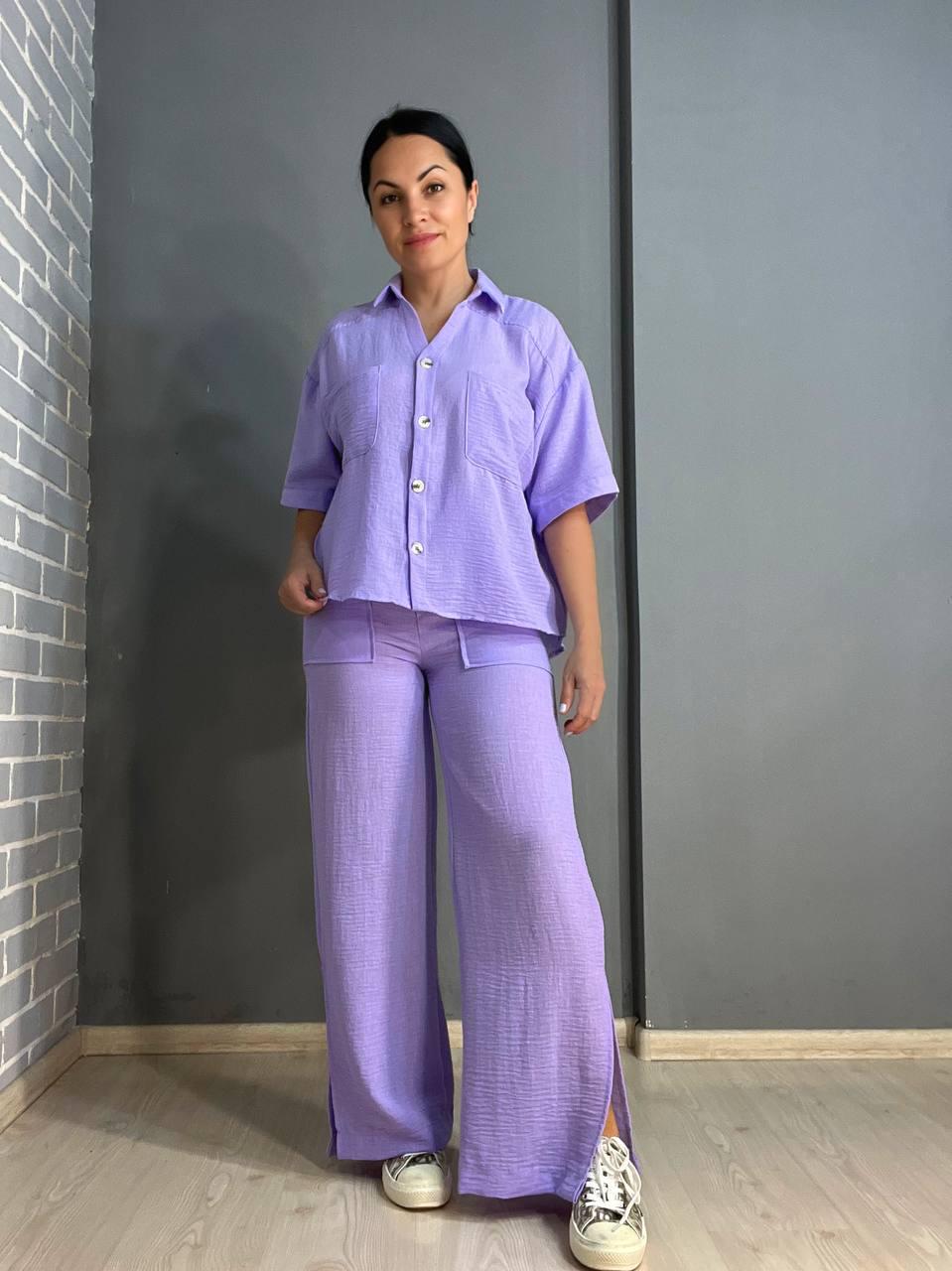 Костюм женский MIX RAY 4157 рубашка и брюки M Сиреневый (2256)