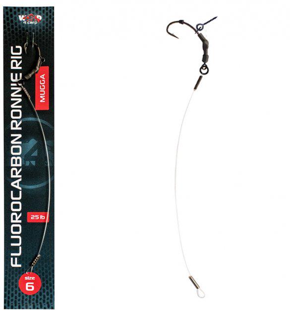 Готовый поводок World4Carp Fluorocarbon Ronnie Rig Mugga №6 крючок из флюорокарбона - фото 2