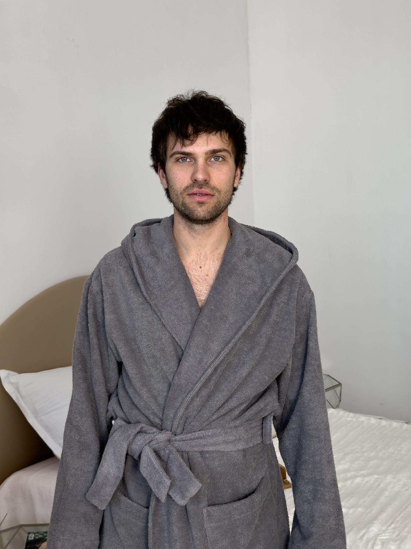 Халат с капюшоном мужской COSY Fortune махровый M Серый (925H1) - фото 4 Халат с капюшоном мужской COSY Fortune махровый M Серый (925H1) - фото 4