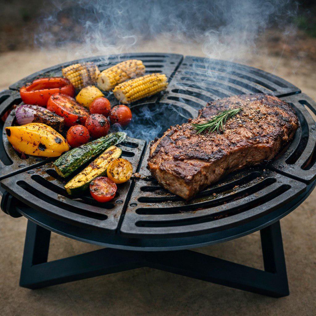 Чаша костровая Steelagro LOFT Grill king size с чугунными решетками 760х6 мм (SA-05-004.47ЧР)