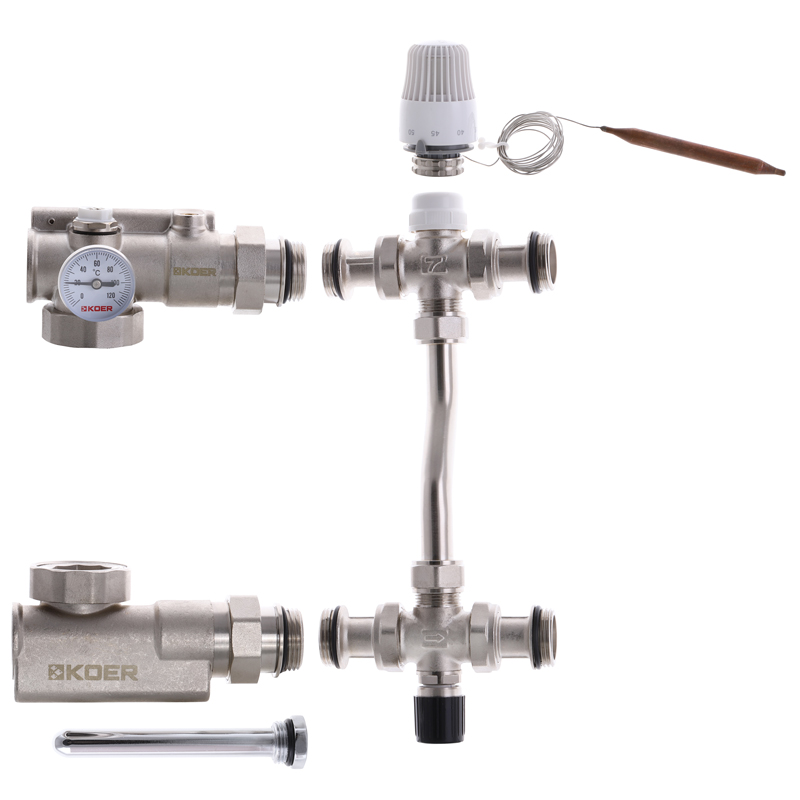 Змішувальний вузол для колекторів KOER KR.1022S-1” з бічним підключенням без насоса (KR2911)