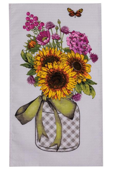Полотенце вафельное Прованс Подсолнечники в банке 34х58 см (44939)