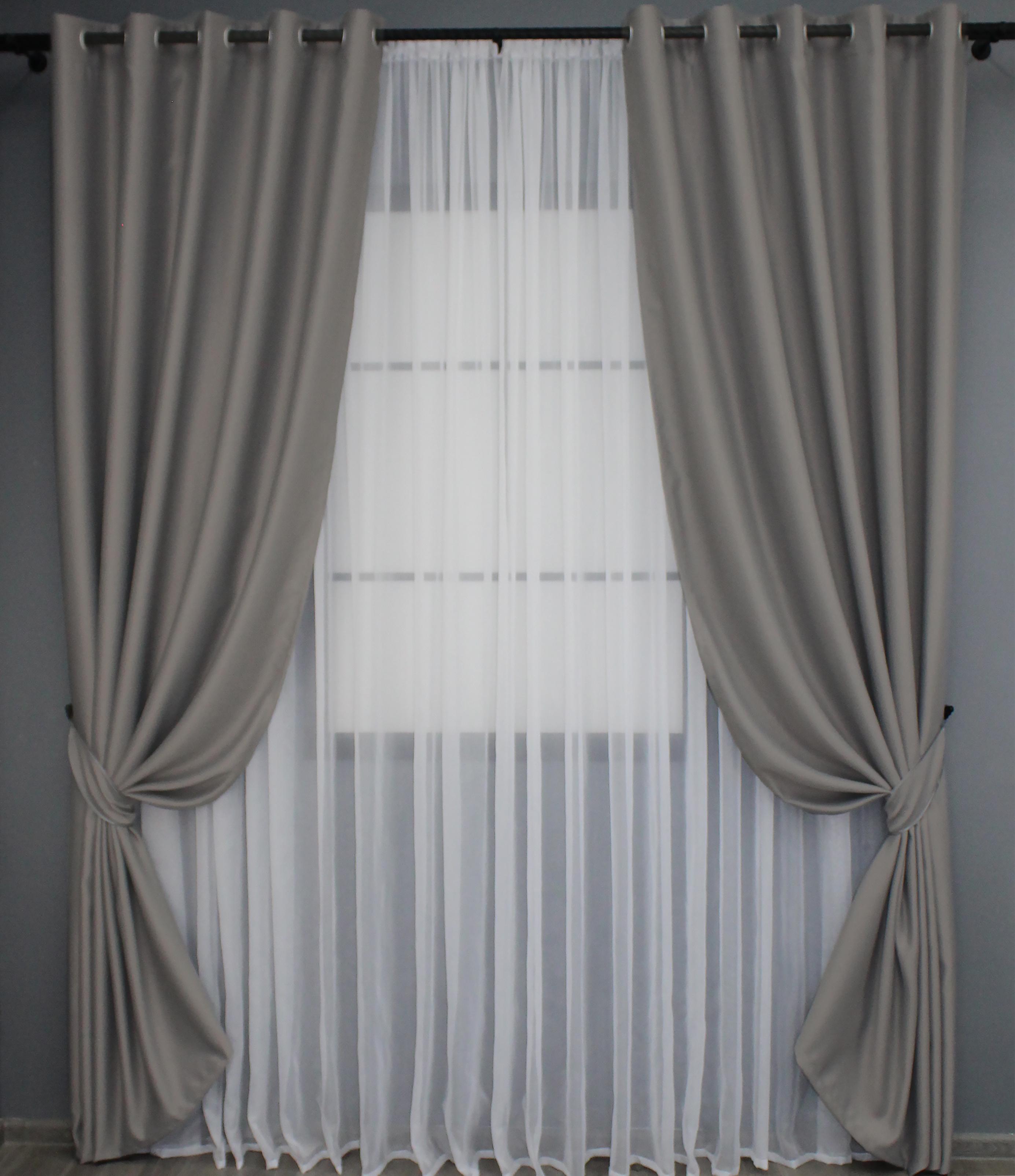 Комплект штор на люверсах VR-Textil Fusion Dimout № 832ш 150х250 см 2 шт. Серый (37-0104) - фото 1 Комплект штор на люверсах VR-Textil Fusion Dimout № 832ш 150х250 см 2 шт. Серый (37-0104) - фото 1