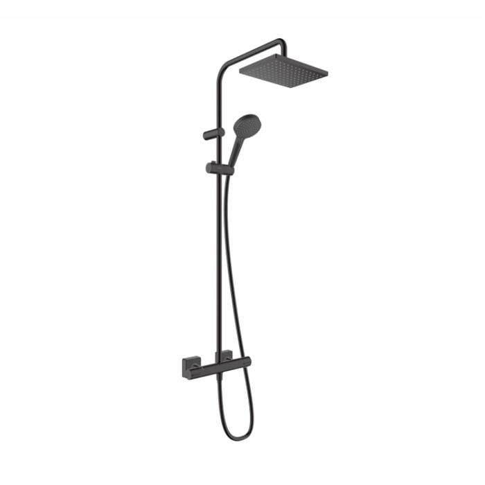 Душевая система Hansgrohe Vernis Shape Showerpipe 230 1jet EcoSmart с термостатом металл Черный (26097670)