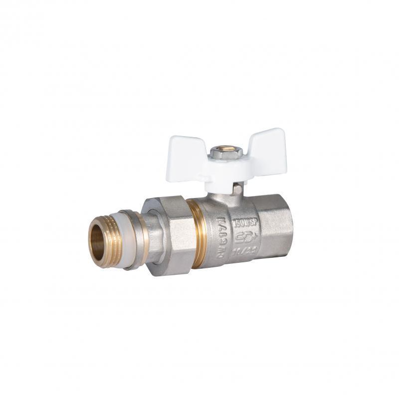 Кран шаровой с американкой прямой SD Plus PN40 SD900NW15PN40 бабочка латунь никелированная 1/2" н (SD00021424)
