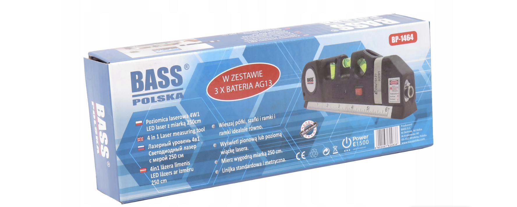 Лазерний рівень Bass Polska з вбудованою лінійкою та рулеткою 4в1 (1464) - фото 9 Лазерний рівень Bass Polska з вбудованою лінійкою та рулеткою 4в1 (1464) - фото 9