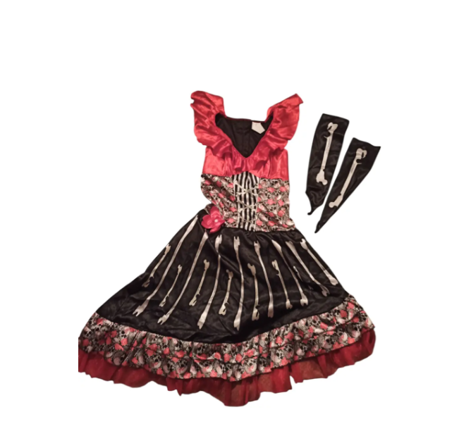 Платье на Хэллоуин женское с костями S-M Разноцветный (470105) - фото 2 Платье на Хэллоуин женское с костями S-M Разноцветный (470105) - фото 2