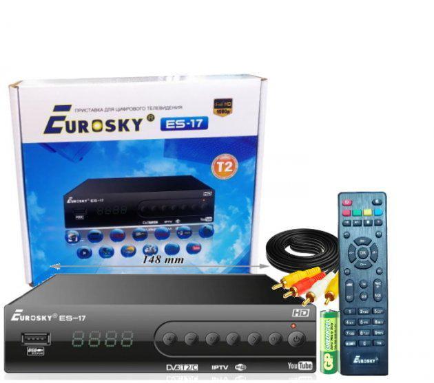 Тюнер T2 Eurosky ES-17 с функциями Wi-Fi/IPTV/USB/MEGOGO Черный (94761056) - фото 2