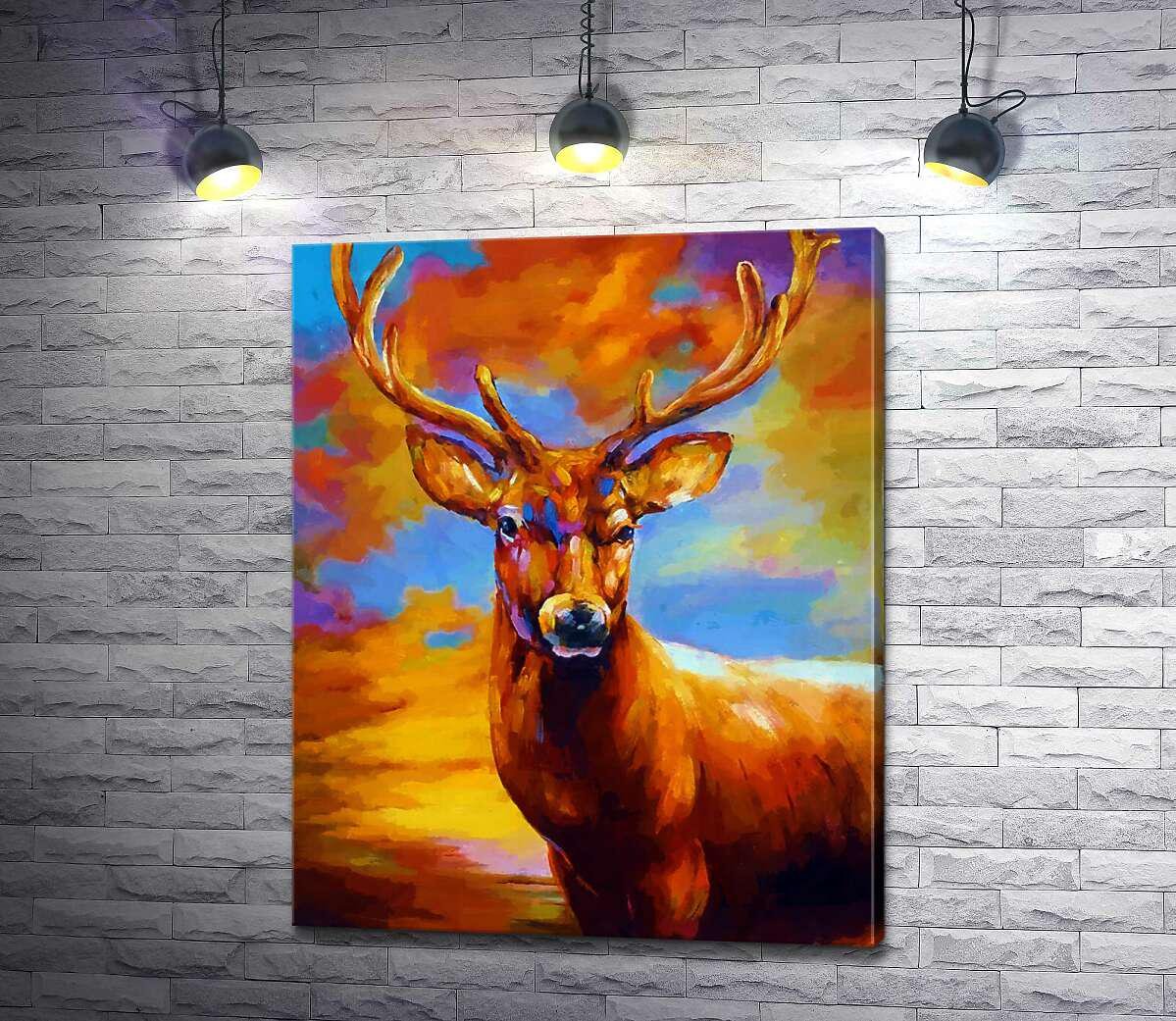 Картина ArtPoster Благородная фигура оленя на фоне вечерних облаков 104x130 см Модуль №1 (000991)