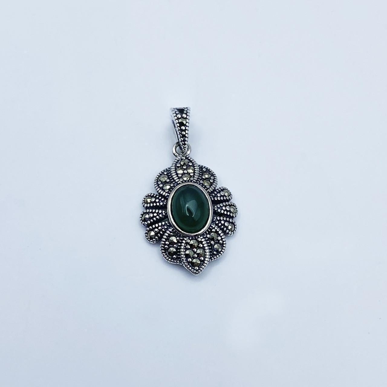 Серебряный кулон с хризопразом и марказитом 2,96 г (2230281384)