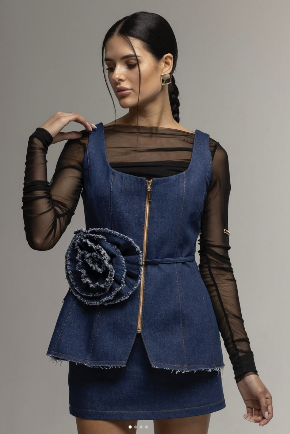 Пасок Троянда на завʼязках з деніму жіноча TWINSIS CLOTHES синя One size