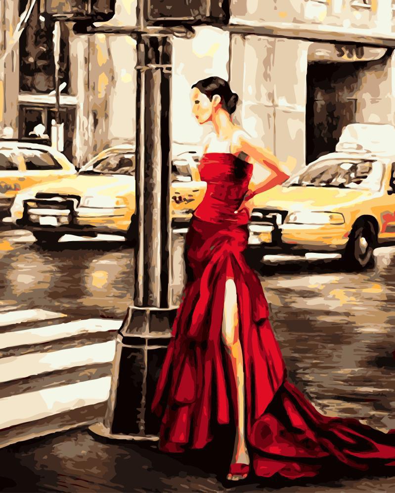 Картина по номерам Brushme "Девушка и желтое такси" 40х50 см (BRM9202)