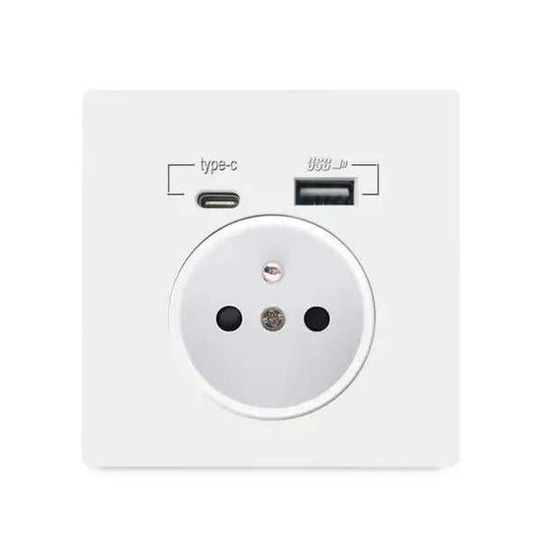 Розетка Rias R-445 с разъемами Type-C/USB 16 A 250 V White (3_04608)