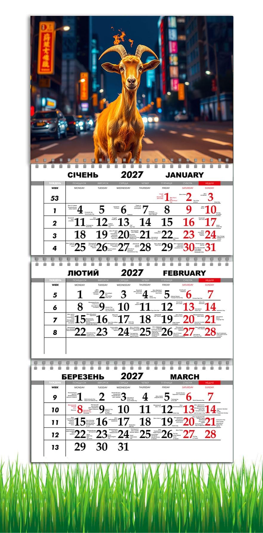 Календарь настенный квартальный на 2027 год APRIORI символ года Коза 30х61 см (36489910) Календарь настенный квартальный на 2027 год APRIORI символ года Коза 30х61 см (36489910)