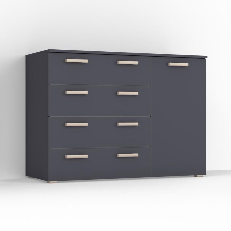 Комод Idea ТКБ-365.4 на 4 шухляди з дверима Антрацит (26718324) - фото 2 Комод Idea ТКБ-365.4 на 4 шухляди з дверима Антрацит (26718324) - фото 2