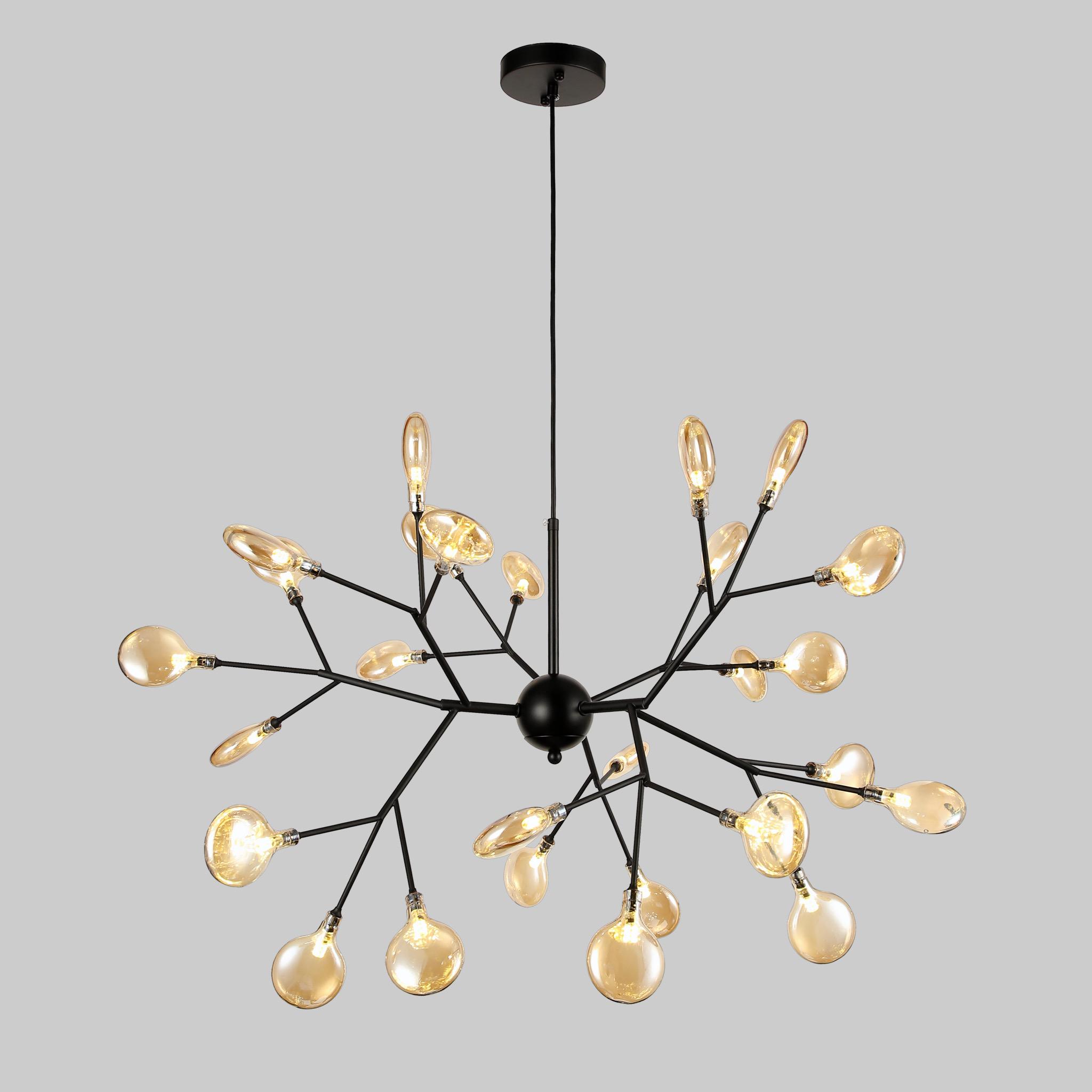 Люстра Branch с кофейными плафонами на 27 лампочек Черный