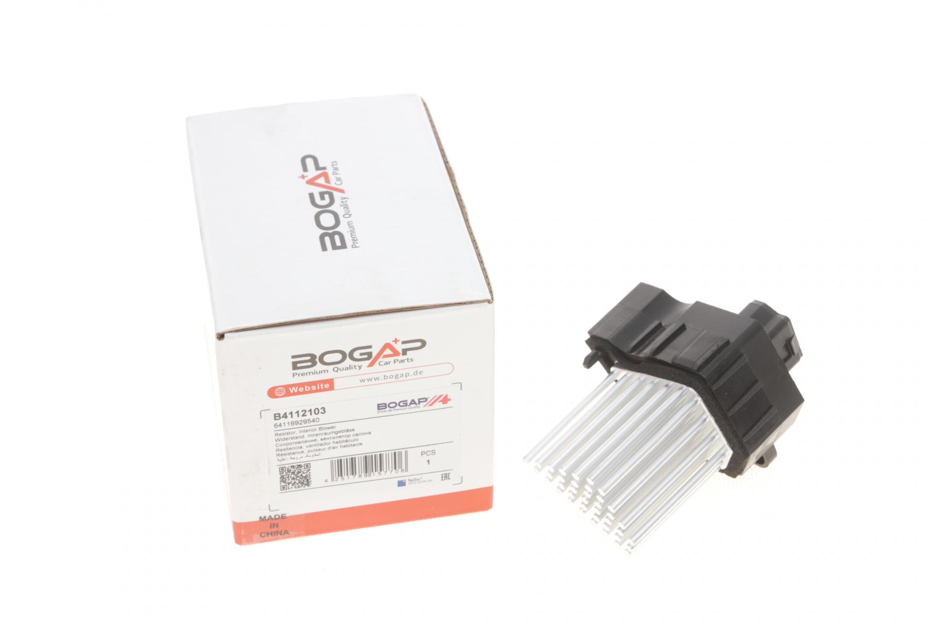 Резистор вентилятора печки BMW 3 E46/5 E39 00- M47/M52/M54/M57/N42/N46 (B4112103 BOGAP)