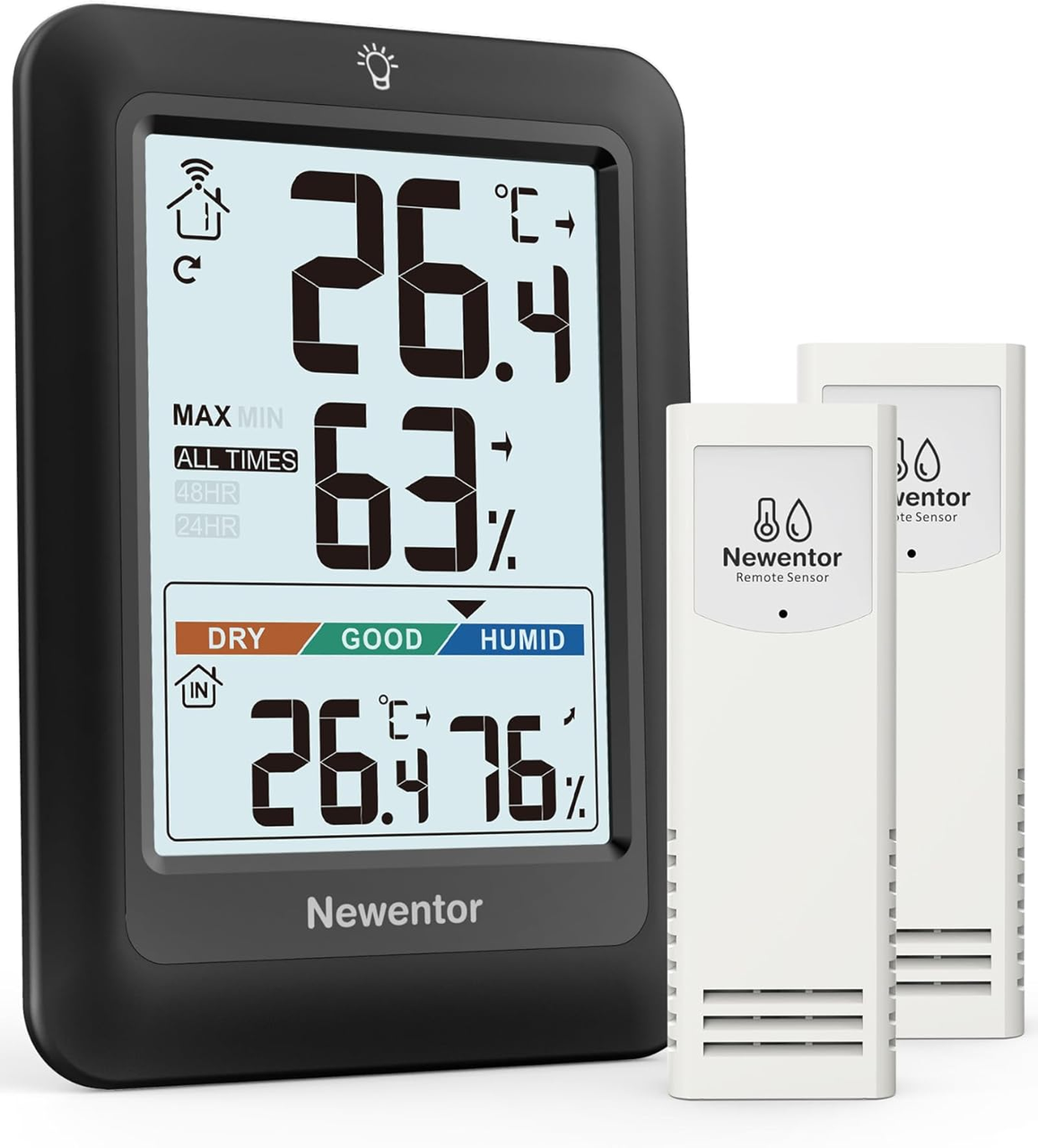 Метеостанція Newentor з 2 датчиками VA-дисплей з підсвіткою запис Max/Min IP54 (3062042100)
