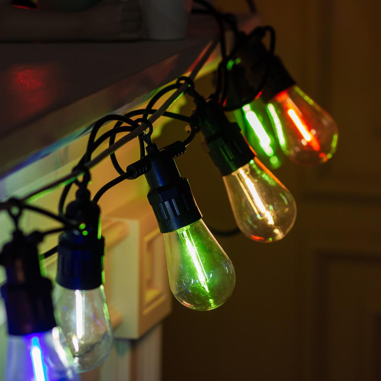 Гірлянда вулична в стилі ретро світлодіодна S14 на 10 LED ламп 5 м Мультиколор