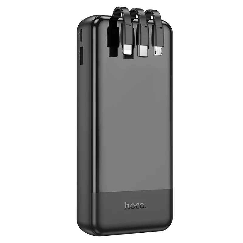 Повербанк Hoco J114A 20000 мАч со встроенными кабелями Type-C/Lightning/Micro USB и дисплеем (J114A)
