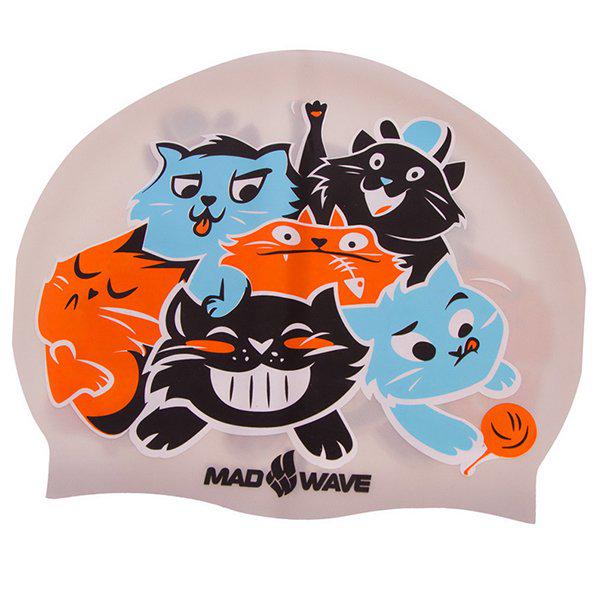 Шапочка для плавания Mad Wave детская Cats M057810 Серебряный (60444171)
