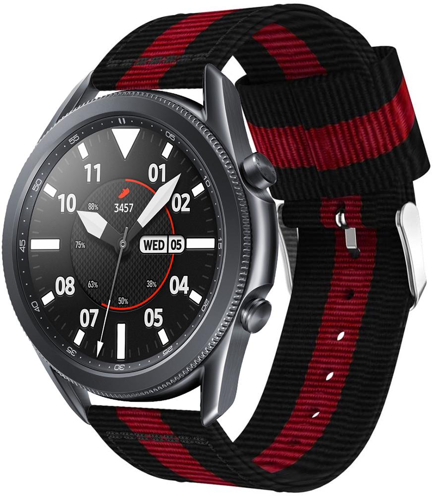 Ремешок тканевый Canvas для Samsung Galaxy Watch 3 45 мм Black/Red (19651)